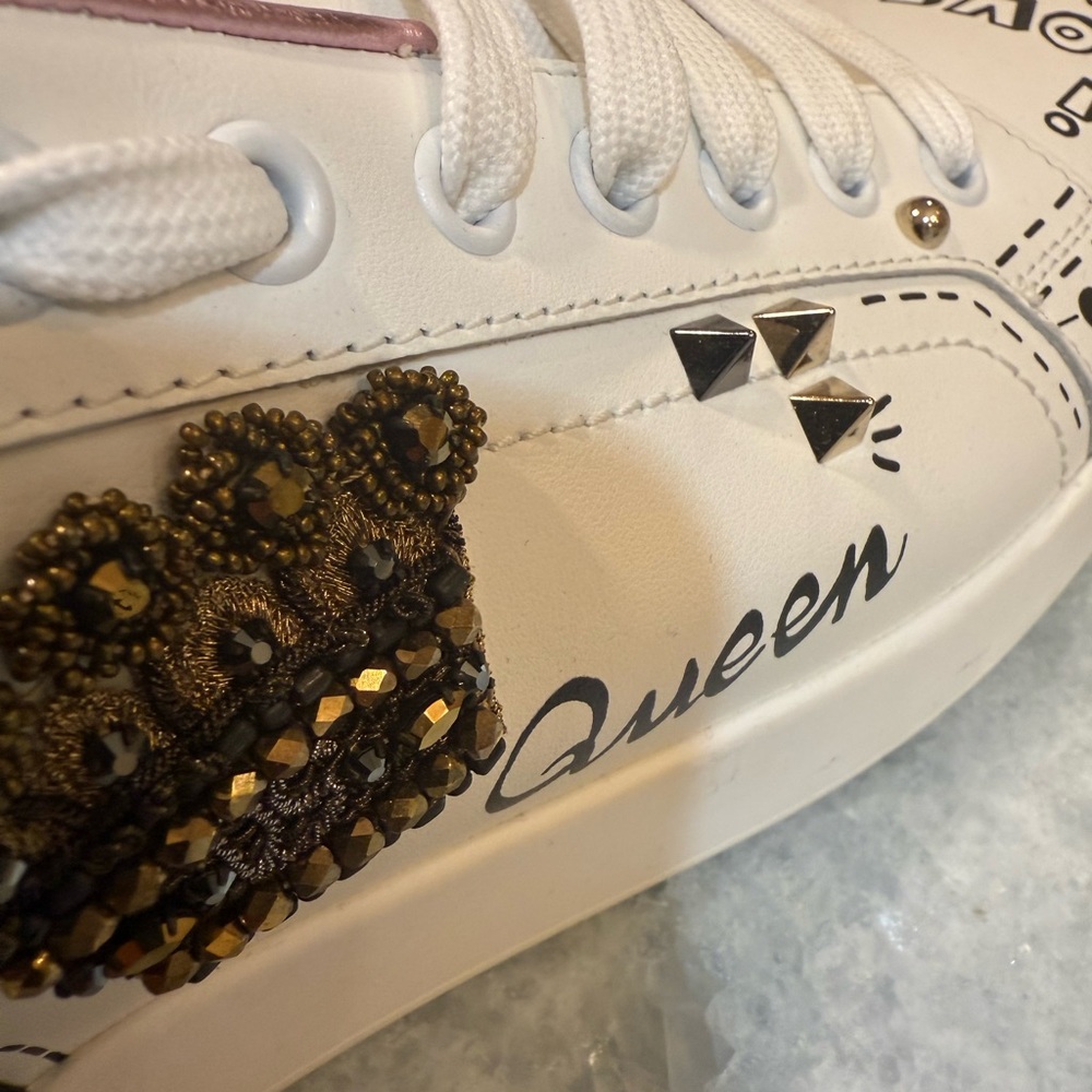 Dolce & Gabbana White size 41.5 Sneakers with Black and Pink Details - Picture 14 of 16